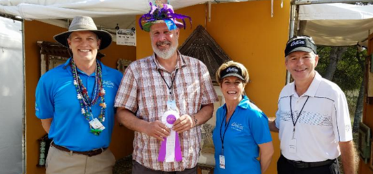 Philippe Jeck, Honorary Chair of ArtiGras, Best of Show winner Michael Paul Cole, Beth Kigel, President & CEO of the Palm Beach North Chamber of Commerce, and Severe Weather Expert at WPBF Mike Lyons.